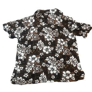 Coconut Beach 100% Rayon Floral Hawaiian Shirt Women’s size small‎